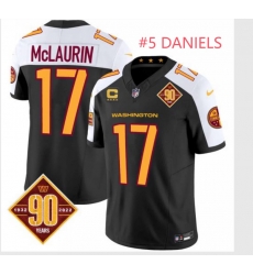 Men Washington Commanders 5 Jayden Daniels Black White 90th Anniversary Limited Stitched Football Jersey Men Washington Commanders 5 Jayden Daniels Black White 90th Anniversary Limited Stitched Football Jersey