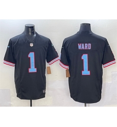 Men Tennessee Titans 1 Cameron Ward Black 2025 Draft F U S E  Vapor Limited Stitched Football Jersey