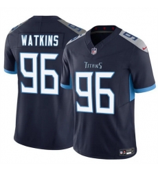 Men Tennessee Titans 96 Carlos Watkins Navy 2025 F U S E Vapor Limited Stitched Football Jersey Men Tennessee Titans 96 Carlos Watkins Navy 2025 F U S E Vapor Limited Stitched Football Jersey