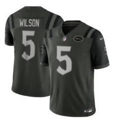 Men's Nike Garrett Wilson #5 Green New York Jets Rivalries Collection Stitched Limited Jersey