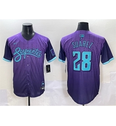 Men Arizona Diamondbacks 28 Eugenio Suarez Purple 2025 City Connect Limited Stitched Baseball Jersey