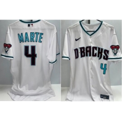 Mens Arizona Diamondbacks 4 Ketel Marte White Teal Alternate Authentic Collection Flex Base Baseball Jersey