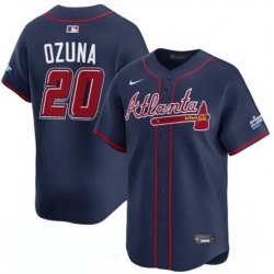 Men Atlanta Braves 20 Marcell Ozuna Navy 2025 Speedway Classic Alternate Limited Stitched Baseball Jersey