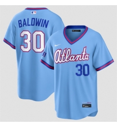 Men Atlanta Braves  30 Drake Baldwin Powder Blue 2026 City Connect Stadium Stitched Baseball Jersey
