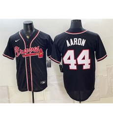 Men Atlanta Braves  44 Hank Aaron 2026 Fashion Replica Black Out Stitched Baseball Jersey