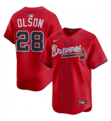 Men Atlanta Braves Nike Alternate Limited Jersey Red Olson Matt 28 Men Atlanta Braves Nike Alternate Limited Jersey Red Olson Matt 28