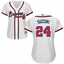 Womens Majestic Atlanta Braves 24 Kurt Suzuki Authentic White Home Cool Base MLB Jersey