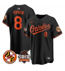 Mens Nike Baltimore Orioles 8 Cal Ripken Jr Black 30TH anniversary 2131 Patch Stitched Baseball Jerse Mens Nike Baltimore Orioles 8 Cal Ripken Jr Black 30TH anniversary 2131 Patch Stitched Baseball Jerse
