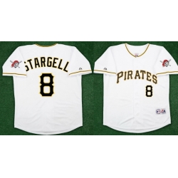 Men Pittsburgh Pirates 8 Willie Stargell White Team Patch Stitched Jersey
