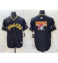 Men Pittsburgh Pirates Team Big Logo Black 412 Patch Vapor Premier Limited Stitched Baseball Jersey