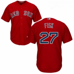 Youth Majestic Boston Red Sox 27 Carlton Fisk Authentic Red Alternate Home Cool Base MLB Jersey