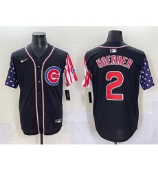 Men Chicago Cubs 2 Nico Hoerner Black 2025 Independence Day Vapor Premier Limited Stitched Baseball Jersey