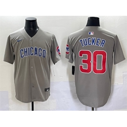 Men Chicago Cubs 30 Kyle Tucker Grey Limited Stitched Baseball Jersey