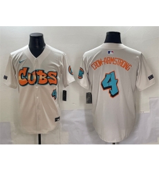 Men Chicago Cubs 4 Pete Crow Armstrong Cream Graffiti North Side Edition Vapor Premier Limited Stitched Baseball Jersey
