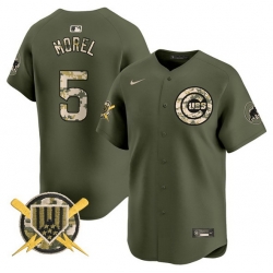 Men Chicago Cubs 5 Christopher Morel Green Armed Forces Day Vapor Limited Stitched Baseball Jersey