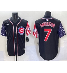 Men Chicago Cubs 7 Dansby Swanson Black 2025 Independence Day Vapor Premier Limited Stitched Baseball Jersey