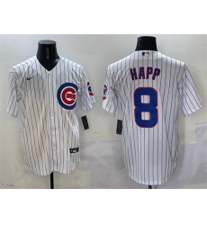 Men Chicago Cubs 8 Ian Happ White Cool Base Stitched Baseball Jersey Men Chicago Cubs 8 Ian Happ White Cool Base Stitched Baseball Jersey