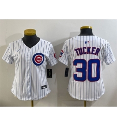 Women Chicago Cubs 30 Kyle Tucker White Home Limited Stitched Baseball Jersey Women Chicago Cubs 30 Kyle Tucker White Home Limited Stitched Baseball Jersey
