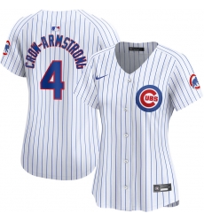 Women Chicago Cubs 4 Pete Crow Armstrong White Home Limited Stitched Baseball Jersey