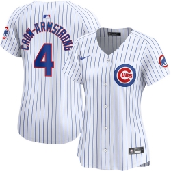 Women Chicago Cubs 4 Pete Crow Armstrong White Home Limited Stitched Baseball Jersey
