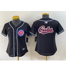 Women Chicago Cubs Team Big Logo 2026 Fashion Replica Black Out Stitched Baseball Jersey