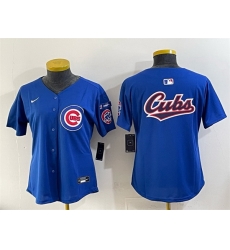 Women Chicago Cubs Team Big Logo Royal Ryne Sandberg Tribute Vapor Limited V3 Stitched Baseball Jersey