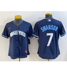 Youth Chicago Cubs 7 Dansby Swanson Navy City Connect Stitched Jersey