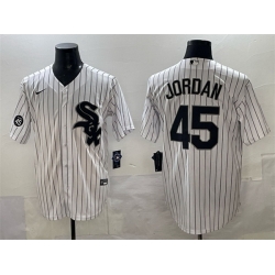Men Chicago White Sox 45 Michael Jordan White With Patch Cool Base Stitched Baseball Jersey