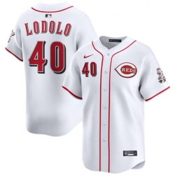 Men Cincinnati Reds 40 Nick Lodolo White Home Limited Stitched Baseball Jersey