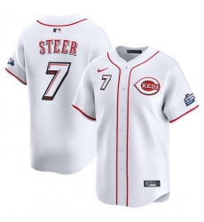 Men Cincinnati Reds 7 Spencer Steer White 2025 Speedway Classic Home Limited Stitched Baseball Jersey Men Cincinnati Reds 7 Spencer Steer White 2025 Speedway Classic Home Limited Stitched Baseball Jersey