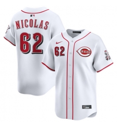 Men Cincinnati Reds Nike White Home Limited Custom Jersey Nicolas Kyle 62