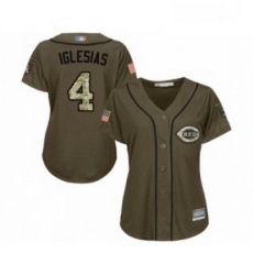 Womens Cincinnati Reds 4 Jose Iglesias Authentic Green Salute to Service Baseball Jersey Womens Cincinnati Reds 4 Jose Iglesias Authentic Green Salute to Service Baseball Jersey