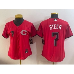 Youth Cincinnati Reds  7 Spencer Steer Red 2026 City Connect Stadium Stitched Baseball Jersey