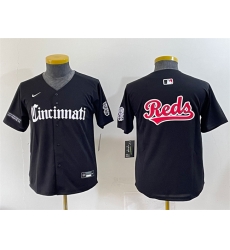 Youth Cincinnati Reds Team Big Logo Black 27Gothic Queen City Edition 27 Vapor Premier Limited Stitched Baseball Jersey Youth Cincinnati Reds Team Big Logo Black 27Gothic Queen City Edition 27 Vapor Premier Limited Stitched Baseball Jersey