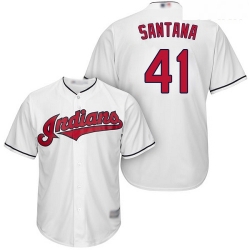 Indians #41 Carlos Santana White Home Stitched Youth Baseball Jersey