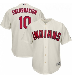 Youth Majestic Cleveland Indians 10 Edwin Encarnacion Replica Cream Alternate 2 Cool Base MLB Jersey