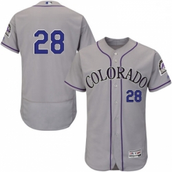 Mens Majestic Colorado Rockies 28 Nolan Arenado Grey Road Flex Base Authentic Collection MLB Jersey