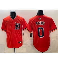 Men Detroit Tigers  0 Paws Orange Limited Stitched Baseball Jersey