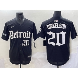 Men Detroit Tigers 20 Spencer Torkelson Black  27Motor Gothic Edition 27 Vapor Premier Limited Stitched Baseball Jersey