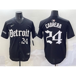 Men Detroit Tigers 24 Miguel Cabrera Black  27Motor Gothic Edition 27 Vapor Premier Limited Stitched Baseball Jersey