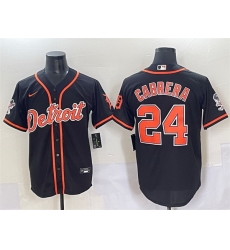 Men Detroit Tigers 24 Miguel Cabrera Black With Patch Cool Base Stitched Baseball Jersey Men Detroit Tigers 24 Miguel Cabrera Black With Patch Cool Base Stitched Baseball Jersey