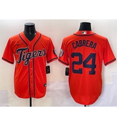 Men Detroit Tigers 24 Miguel Cabrera Orange With Patch Cool Base Stitched Baseball Jersey Men Detroit Tigers 24 Miguel Cabrera Orange With Patch Cool Base Stitched Baseball Jersey