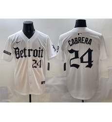 Men Detroit Tigers 24 Miguel Cabrera White  27Motor Gothic Edition 27 Vapor Premier Limited Stitched Baseball Jersey fanswish net