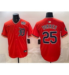 Men Detroit Tigers  25 Gleyber Torres Orange 2026 Alternate USA 250  Patch Vapor Premier Limited Stitched Baseball Jersey