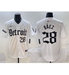 Men Detroit Tigers 28 Javier B E1ez White 27Motor Gothic Edition 27 Vapor Premier Limited Stitched Baseball Jersey Men Detroit Tigers 28 Javier B E1ez White 27Motor Gothic Edition 27 Vapor Premier Limited Stitched Baseball Jersey