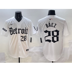 Men Detroit Tigers 28 Javier B E1ez White  27Motor Gothic Edition 27 Vapor Premier Limited Stitched Baseball Jersey