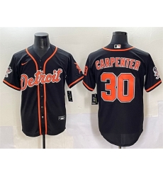 Men Detroit Tigers 30 Kerry Carpenter Black With Patch Cool Base Stitched Baseball Jersey Men Detroit Tigers 30 Kerry Carpenter Black With Patch Cool Base Stitched Baseball Jersey