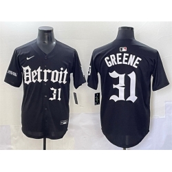 Men Detroit Tigers 31 Riley Greene Black  27Motor Gothic Edition 27 Vapor Premier Limited Stitched Baseball Jersey