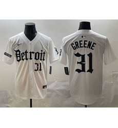Men Detroit Tigers 31 Riley Greene White 27Motor Gothic Edition 27 Vapor Premier Limited Stitched Baseball Jersey Men Detroit Tigers 31 Riley Greene White 27Motor Gothic Edition 27 Vapor Premier Limited Stitched Baseball Jersey