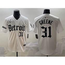 Men Detroit Tigers 31 Riley Greene White  27Motor Gothic Edition 27 Vapor Premier Limited Stitched Baseball Jersey